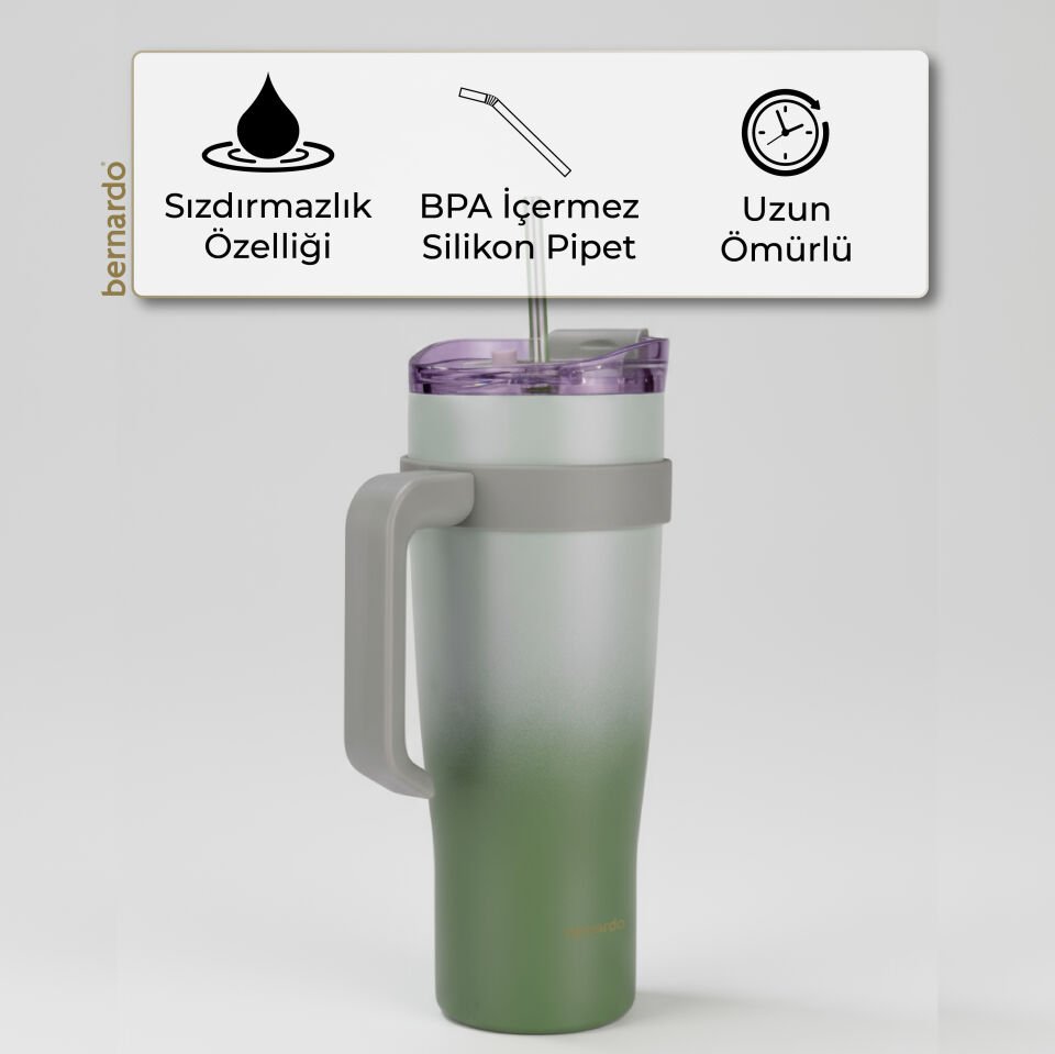 Bernardo Alto Pipetli Termos Bardak Yeşil 1000ml