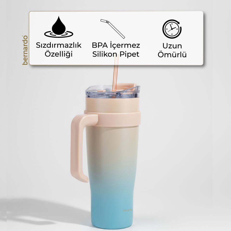 Bernardo Alto Pipetli Termos Bardak Turkuaz 1000ml