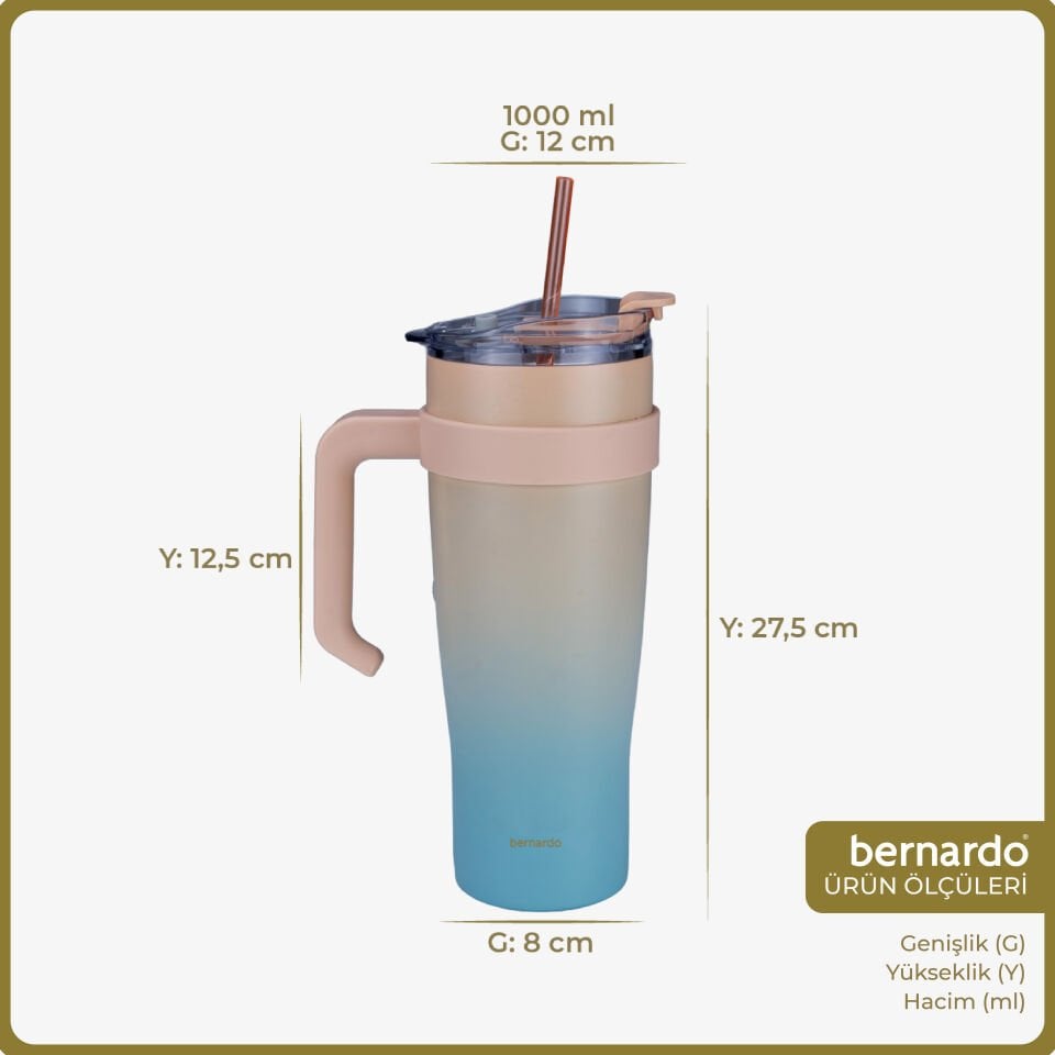 Bernardo Alto Pipetli Termos Bardak Turkuaz 1000ml