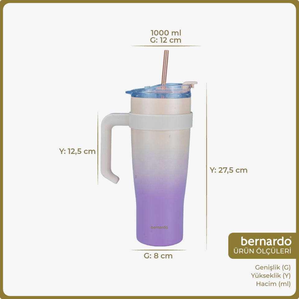 Bernardo Alto Pipetli Termos Bardak Pembe 1000ml