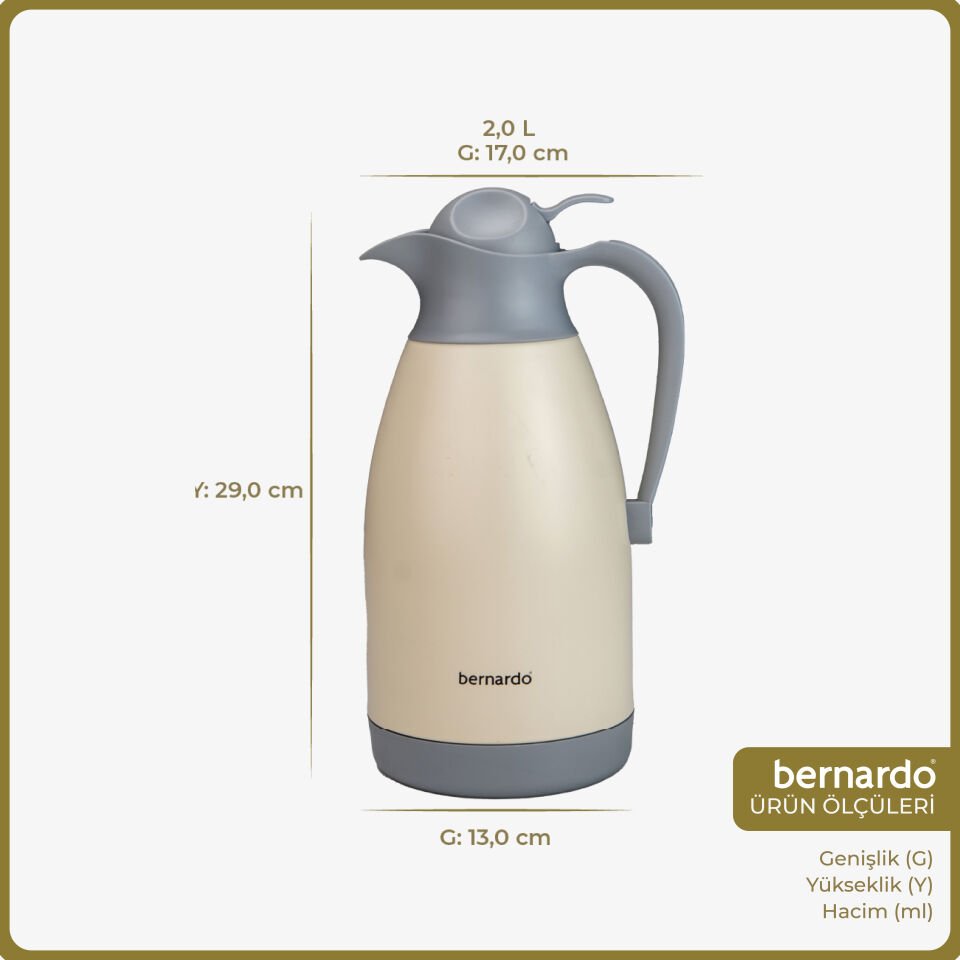 Bernardo Grandio Çelik Termos Krem 2 Litre