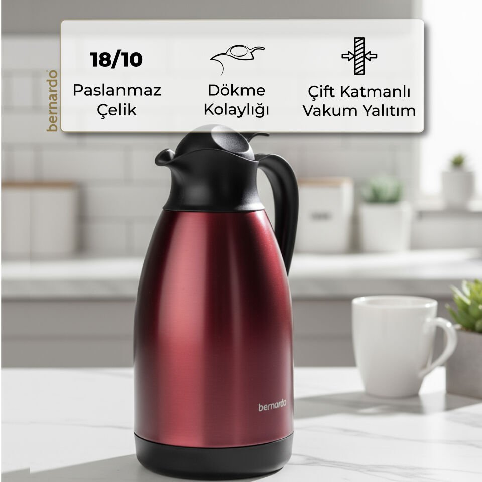 Bernardo Grandio Çelik Termos Bordo 2 Litre
