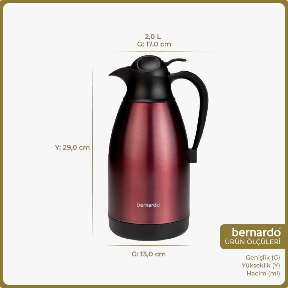 Bernardo Grandio Çelik Termos Bordo 2 Litre