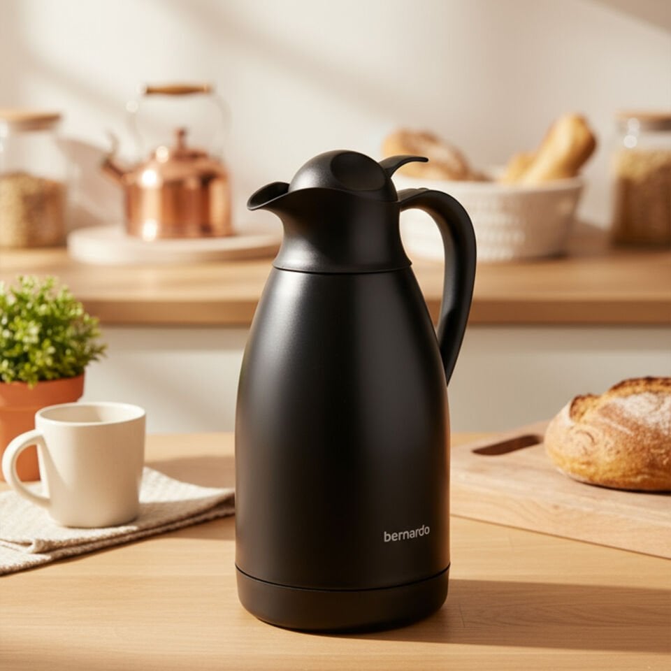 Bernardo Grandio Çelik Termos Siyah 2 Litre