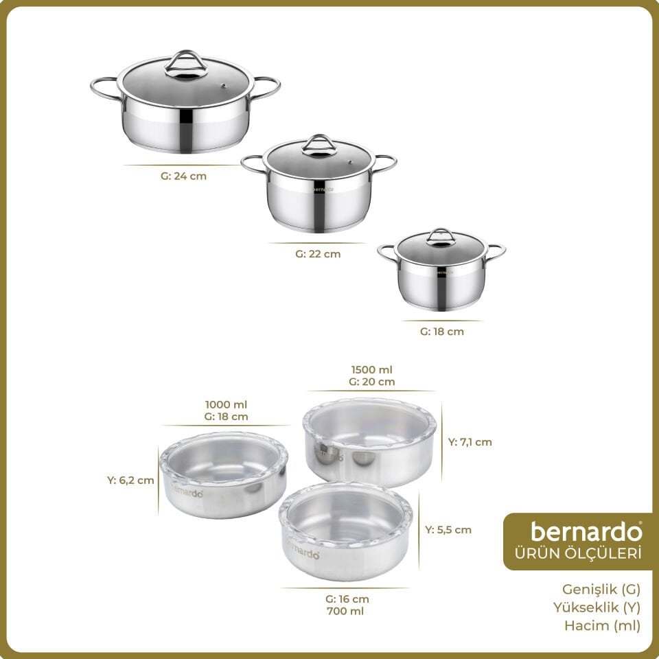 Bernardo Kayra 17 Parça Çelik Set