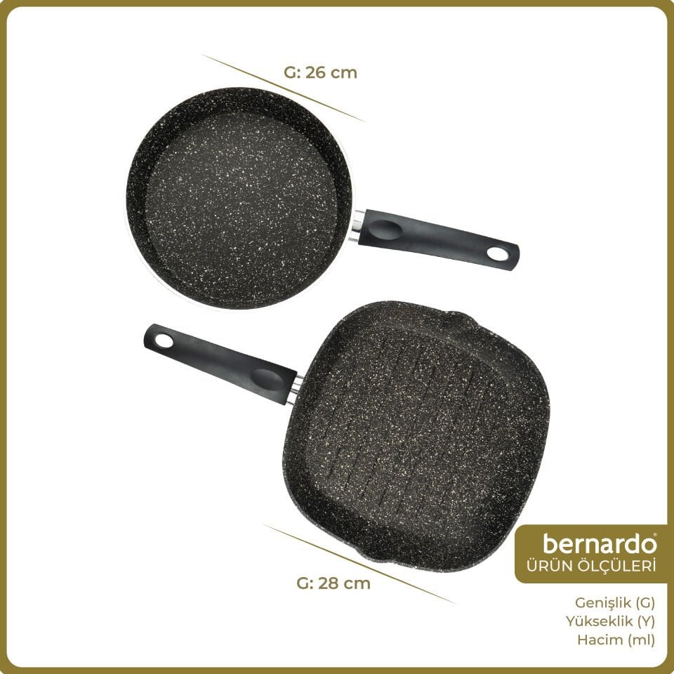 Bernardo Carolin 2 Parça Grill Tava Seti Siyah