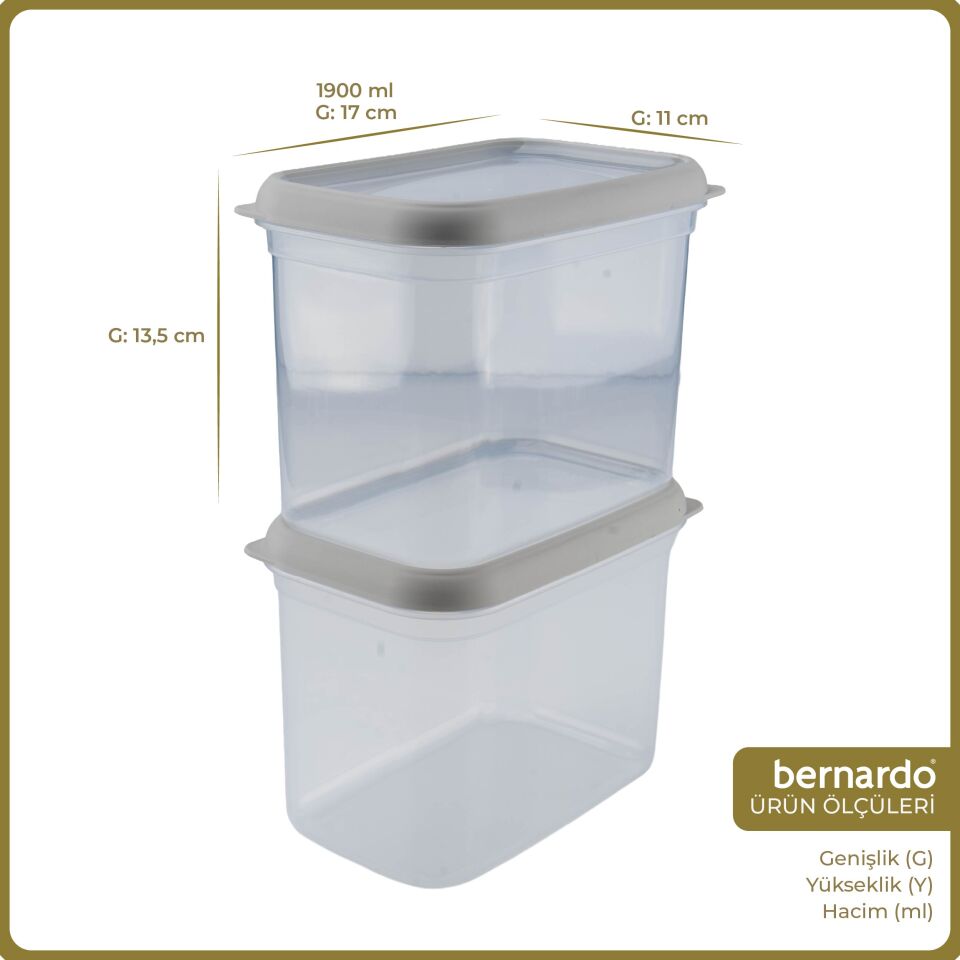 Bernardo Hide Plus 2'li Saklama Kabı 1900 ml Beyaz
