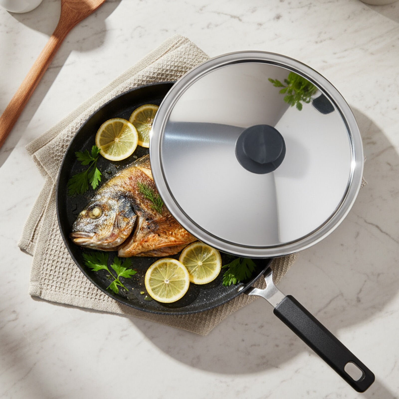 Bernardo Wave 32cm Granit Balık Tavası