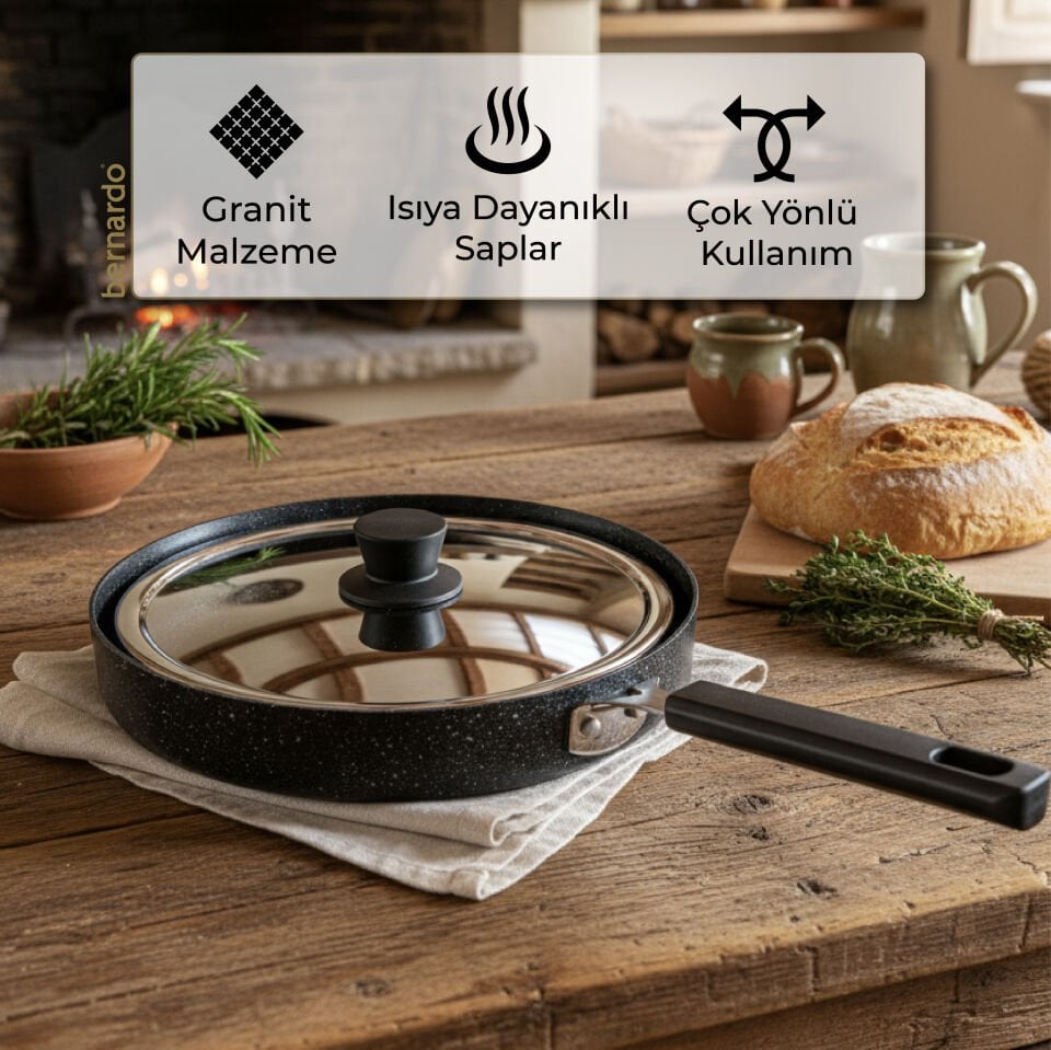 Bernardo Wave 32cm Granit Balık Tavası