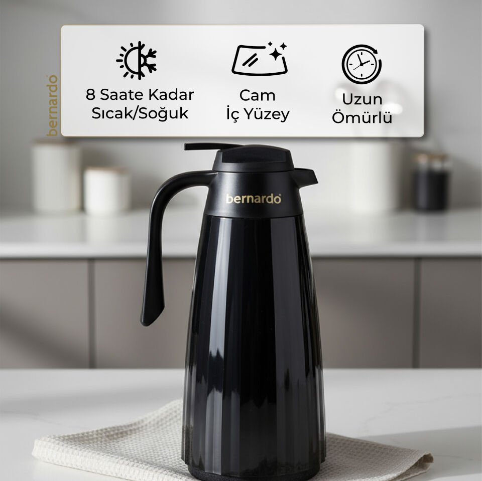 Bernardo Velana Cam Termos Siyah 1.5 Litre