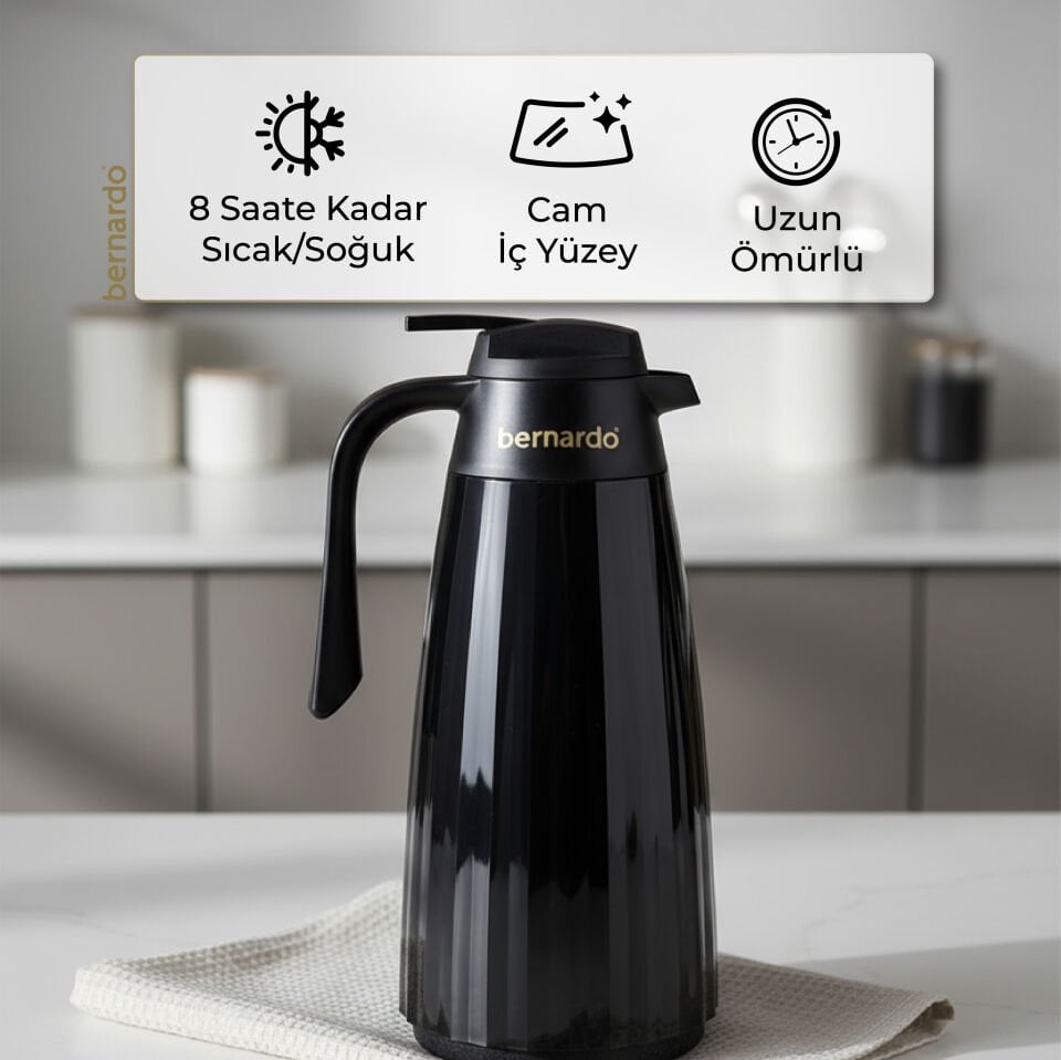 Bernardo Velana Cam Termos Siyah 1.5 Litre