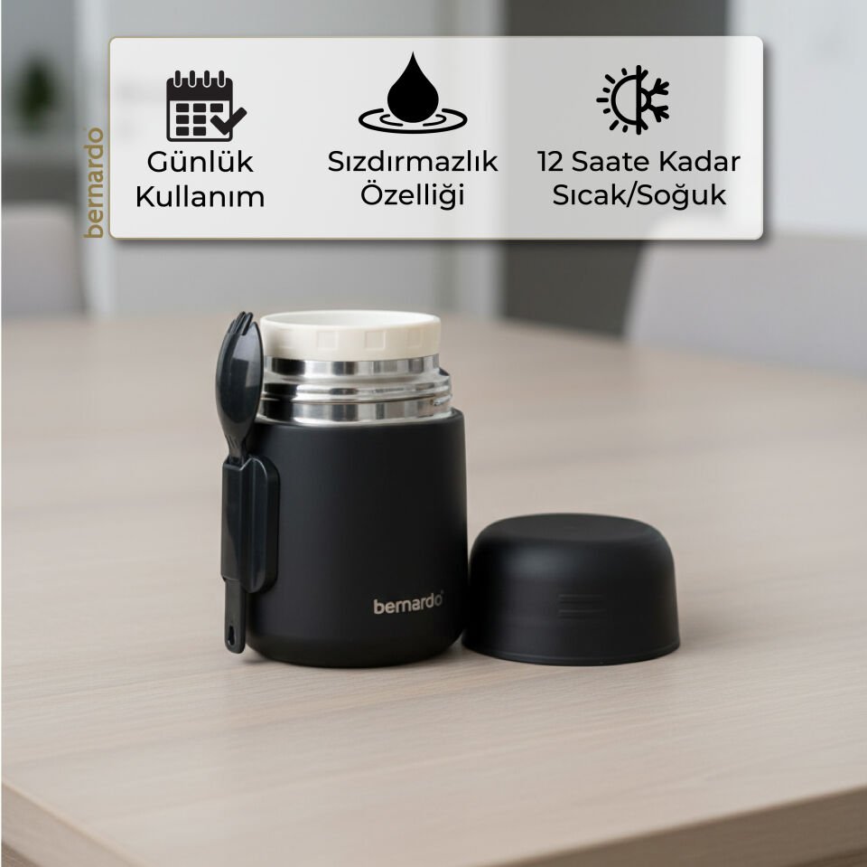 Bernardo Duo Yemek Termosu 500 ml Siyah