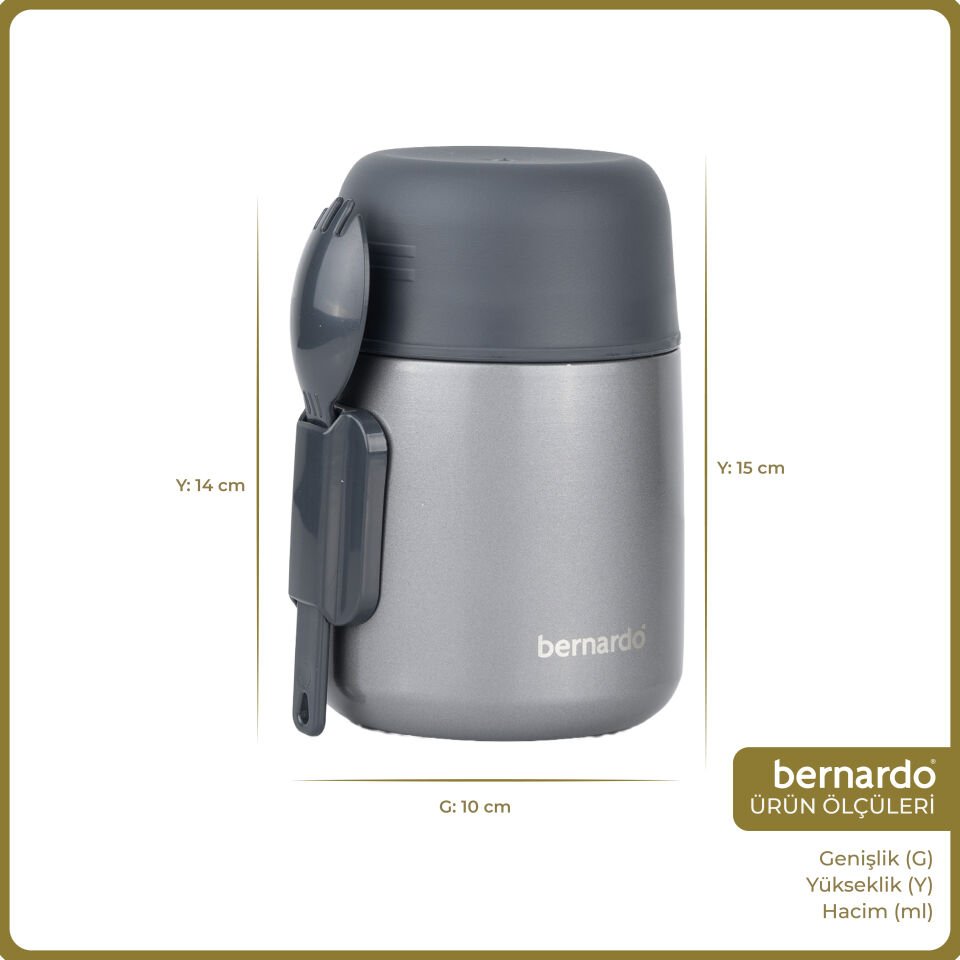 Bernardo Duo Yemek Termosu 500 ml Metalik Gri