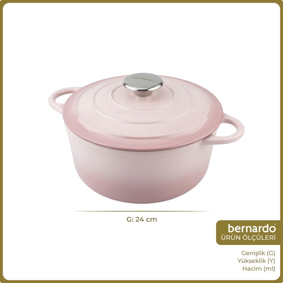 Bernardo Intensa Döküm Tencere Pembe 24cm