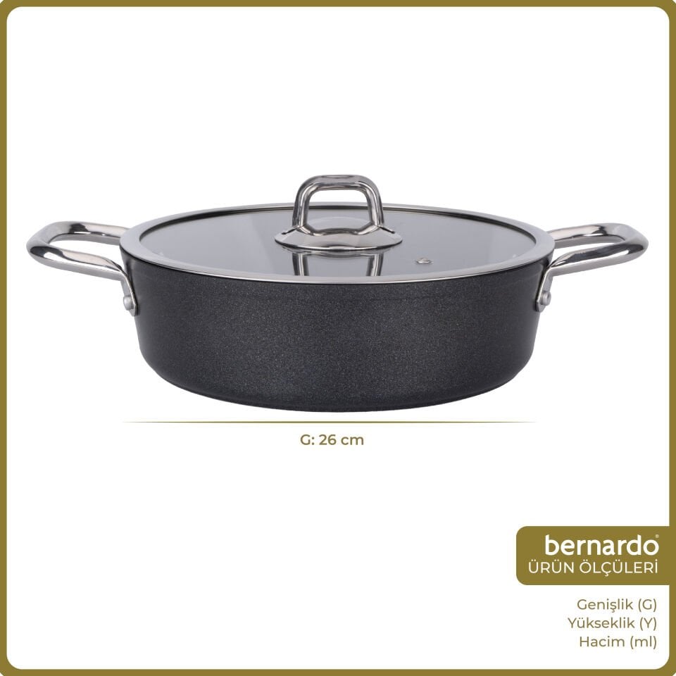 Bernardo Prime Stone Basık Tencere Siyah 26cm