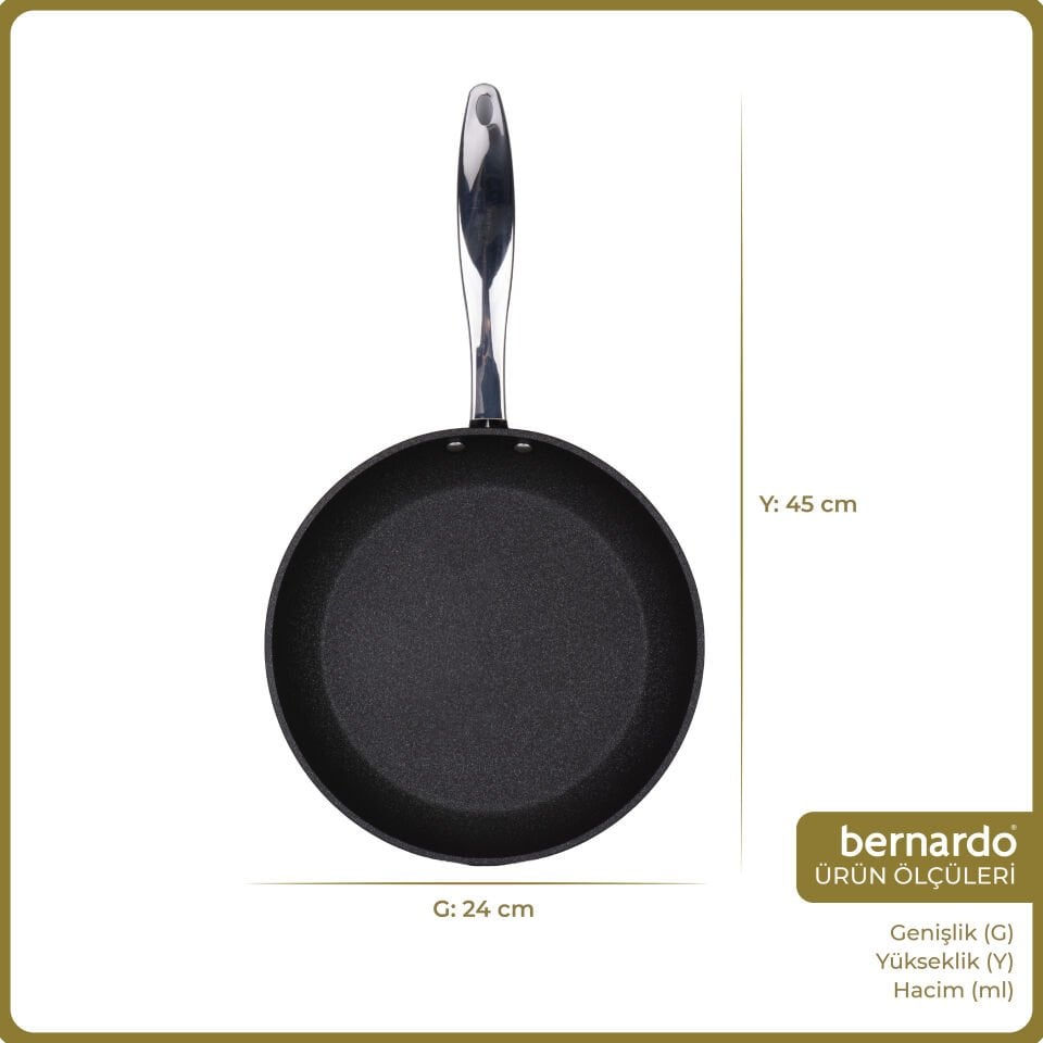 Bernardo Prime Stone Tava Siyah 24cm