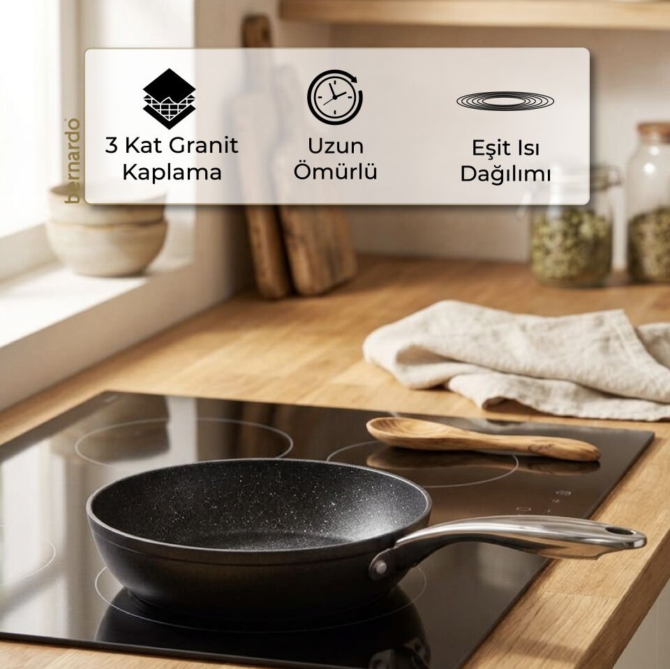 Bernardo Chef Line Granit Tava Siyah 22cm