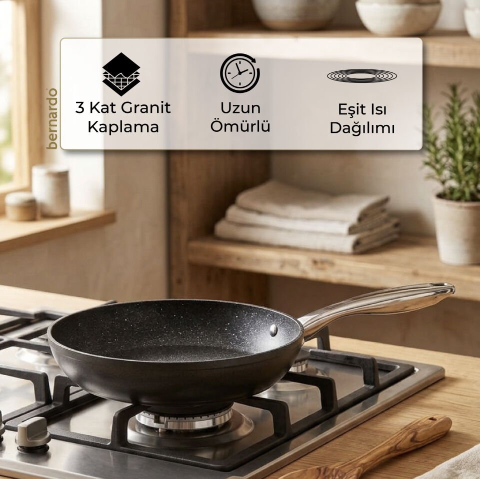 Bernardo Chef Line Granit Tava Siyah 24cm