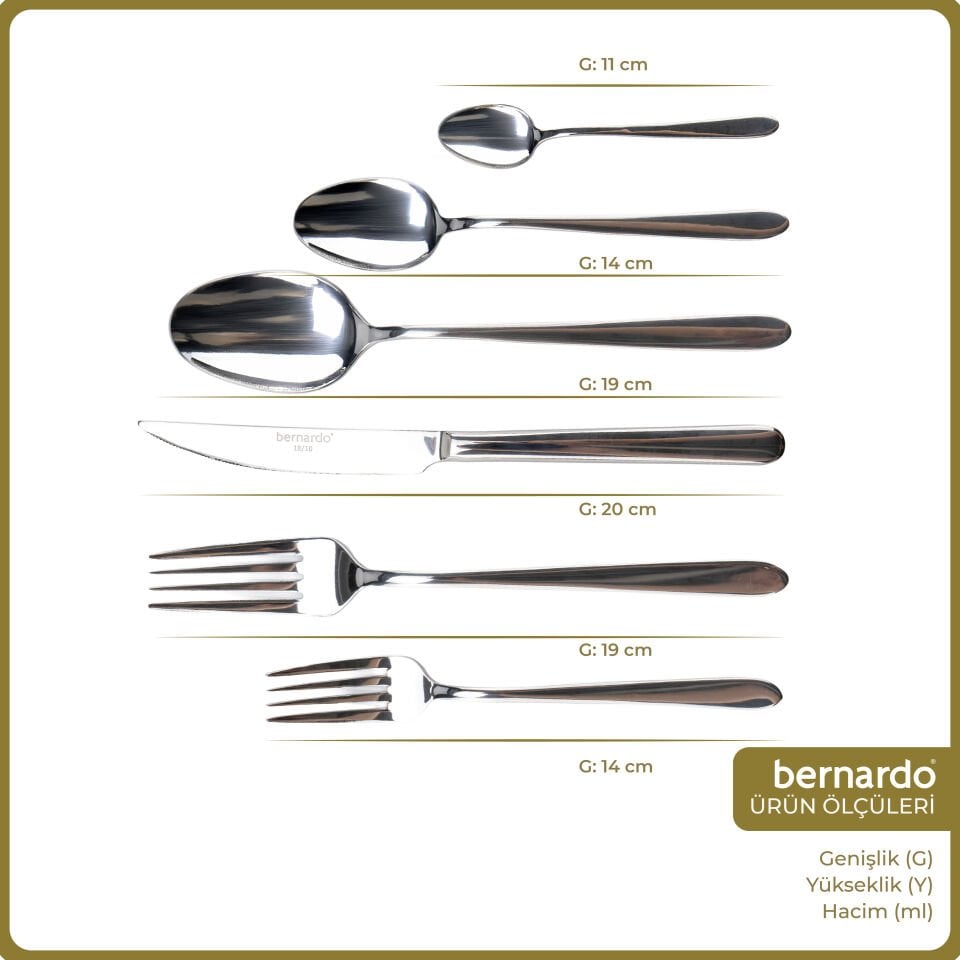 Bernardo Glare 36 Parça Çatal Kaşık Bıçak Seti