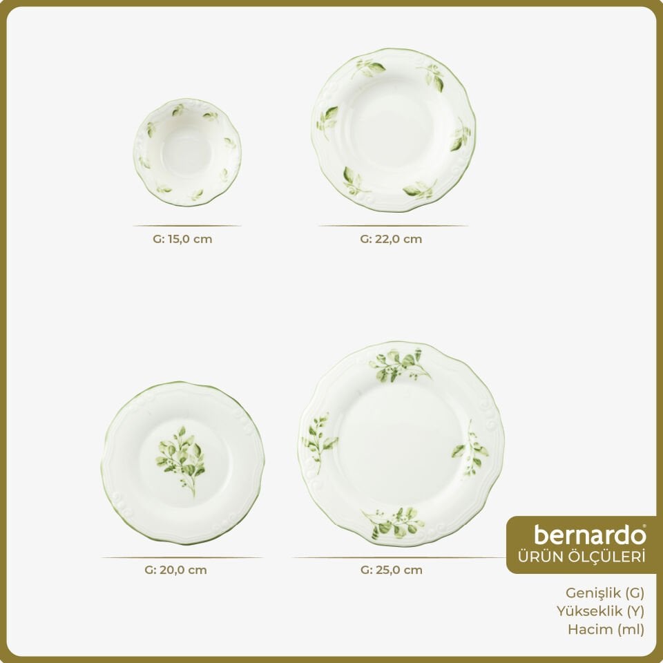 Bernardo Leaf Tifany 24 Parça Porselen Yemek Takımı