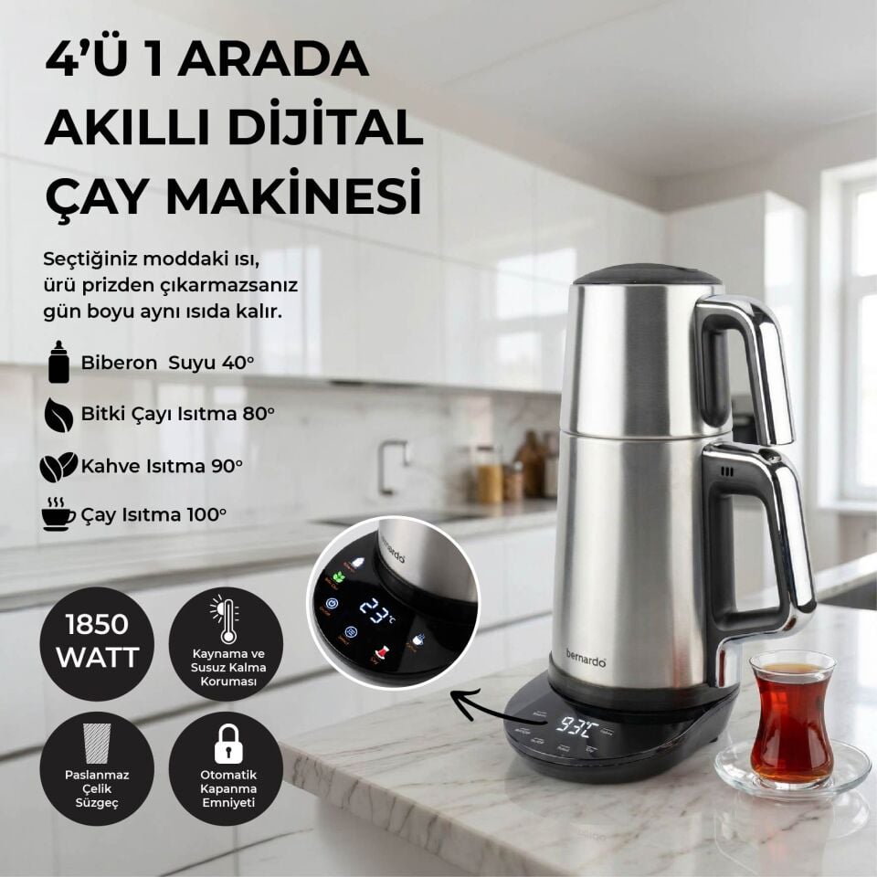 Bernardo Nova Dijital Çelik Çay Makinesi Inox