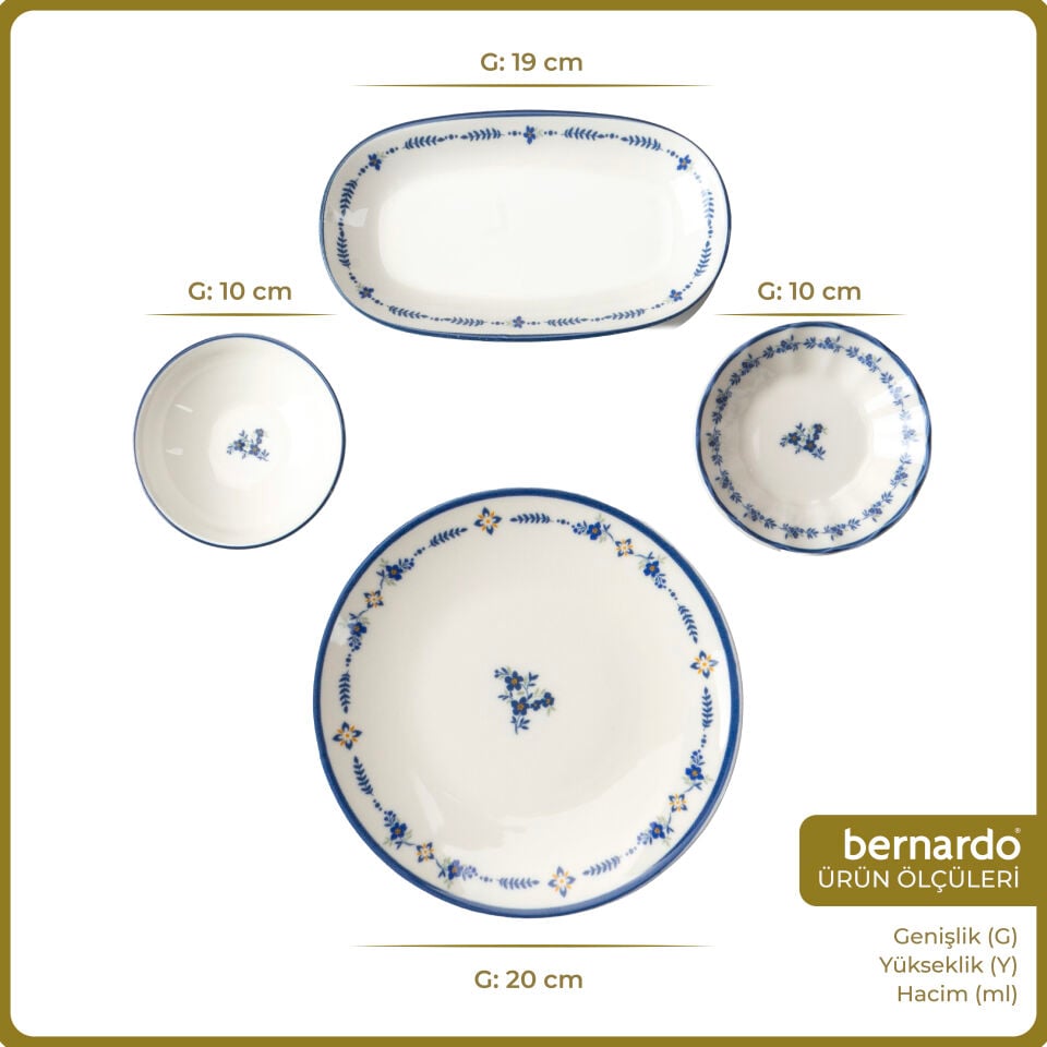 Bernardo Soft 18 Parça Porselen Kahvaltı Takımı