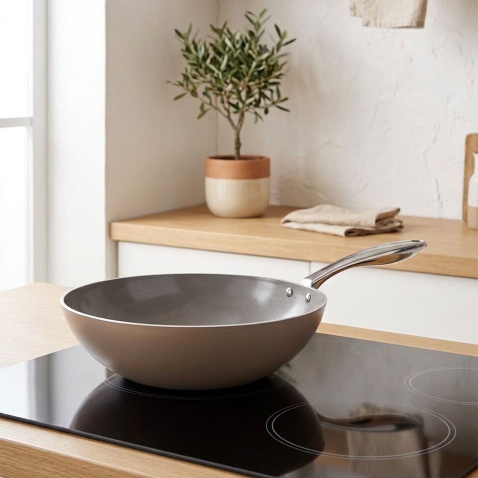 Bernardo Natura Seramik Wok Tava Kahverengi 28 cm