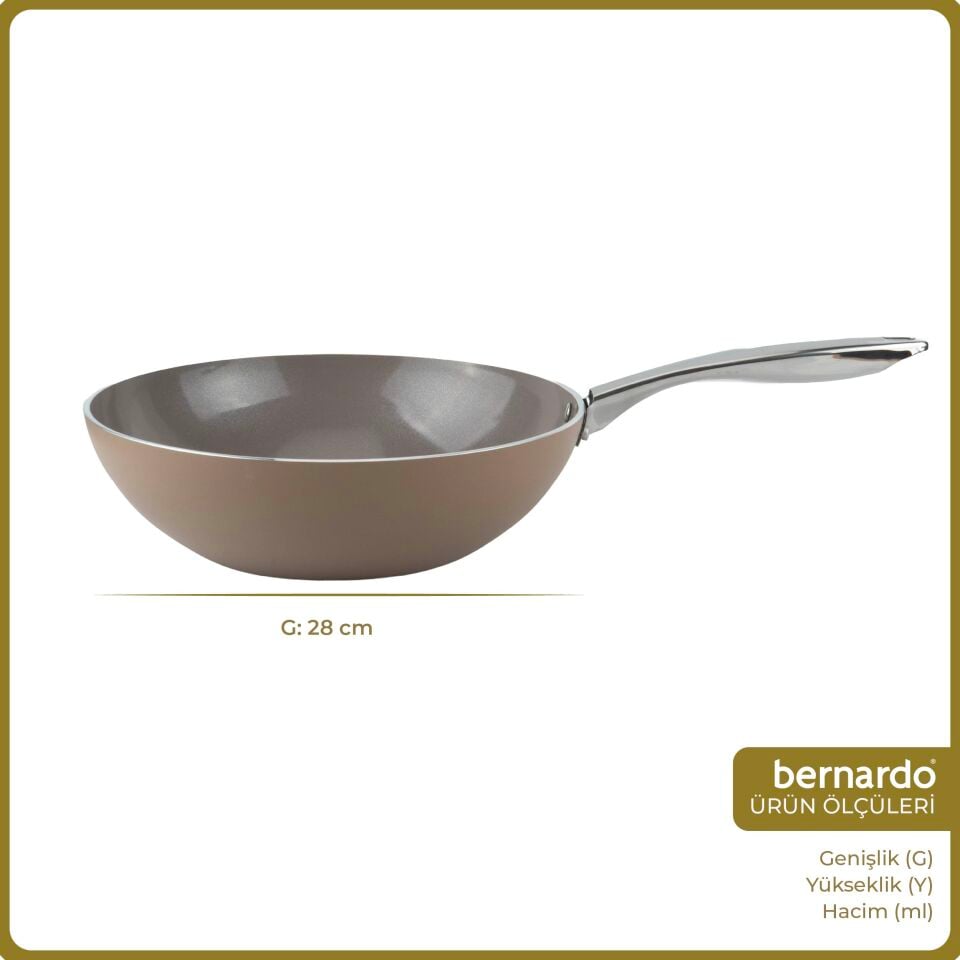 Bernardo Natura Seramik Wok Tava Kahverengi 28 cm