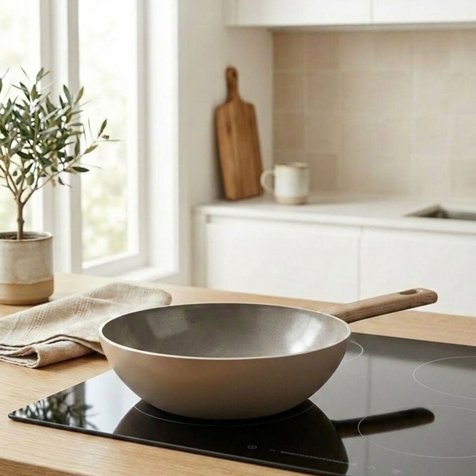 Bernardo Natura Seramik Wok Tava Kahverengi 24cm
