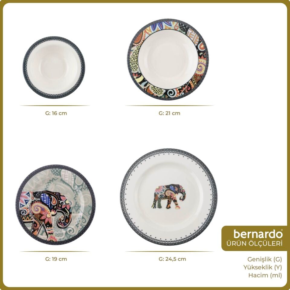Bernardo Elephant 24 Parça Yemek Takımı