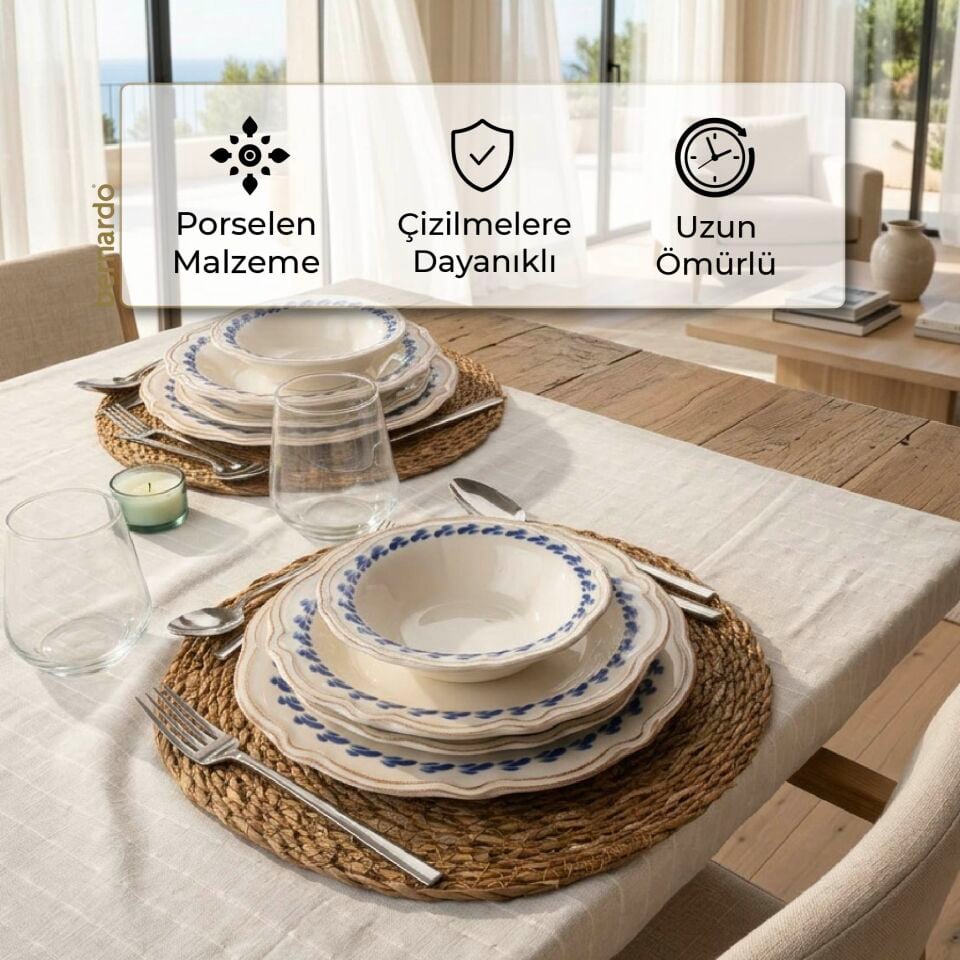 Bernardo Blue Flower 24 Parça Yemek Takımı