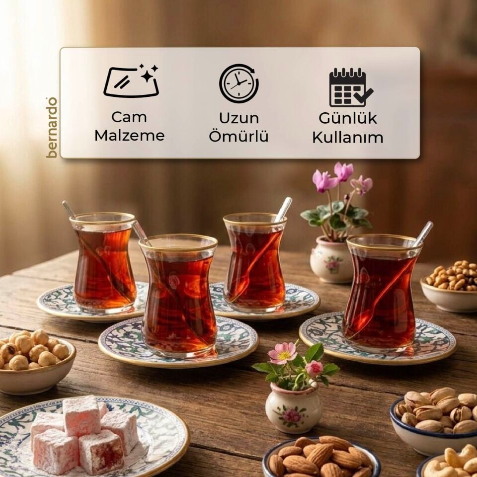 Bernardo İznik 12 Parça Cam Çay Seti