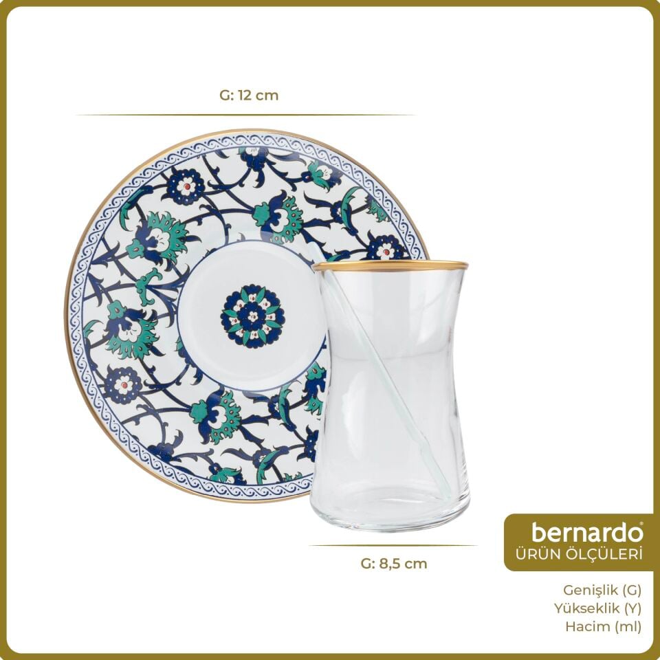 Bernardo İznik 12 Parça Cam Çay Seti