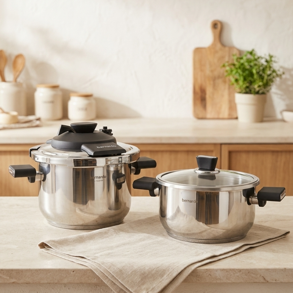 Bernardo Smart Cook 2'li 4-6L İndüksiyon Tabanlı Düdüklü Tencere Seti Siyah