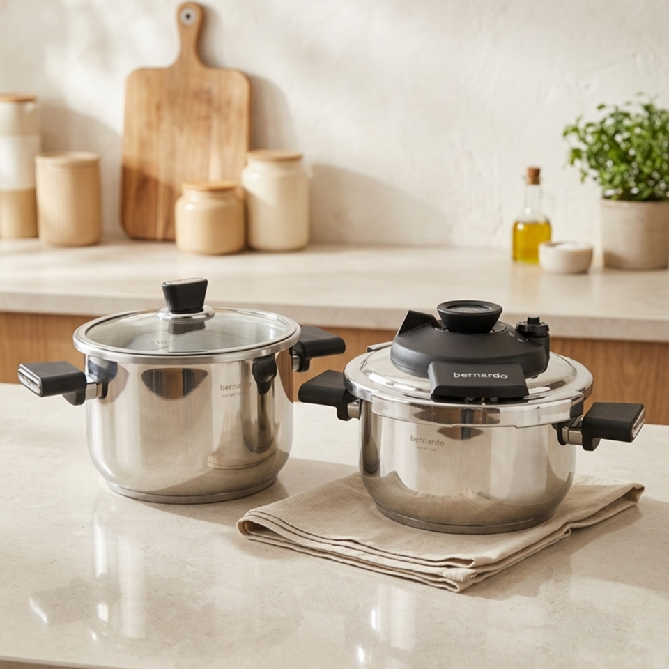 Bernardo Smart Cook 2'li 4-6L İndüksiyon Tabanlı Düdüklü Tencere Seti Siyah