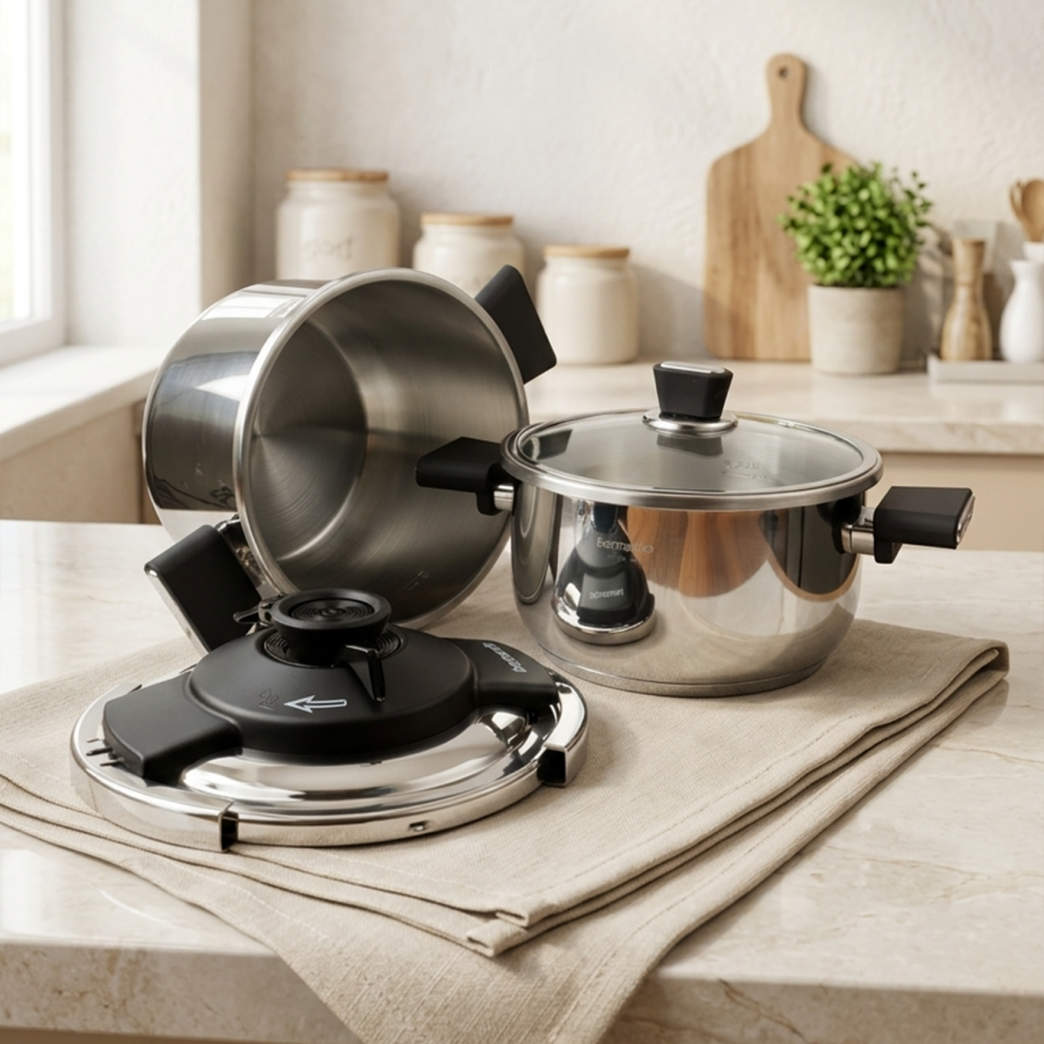 Bernardo Smart Cook 2'li 4-6L İndüksiyon Tabanlı Düdüklü Tencere Seti Siyah