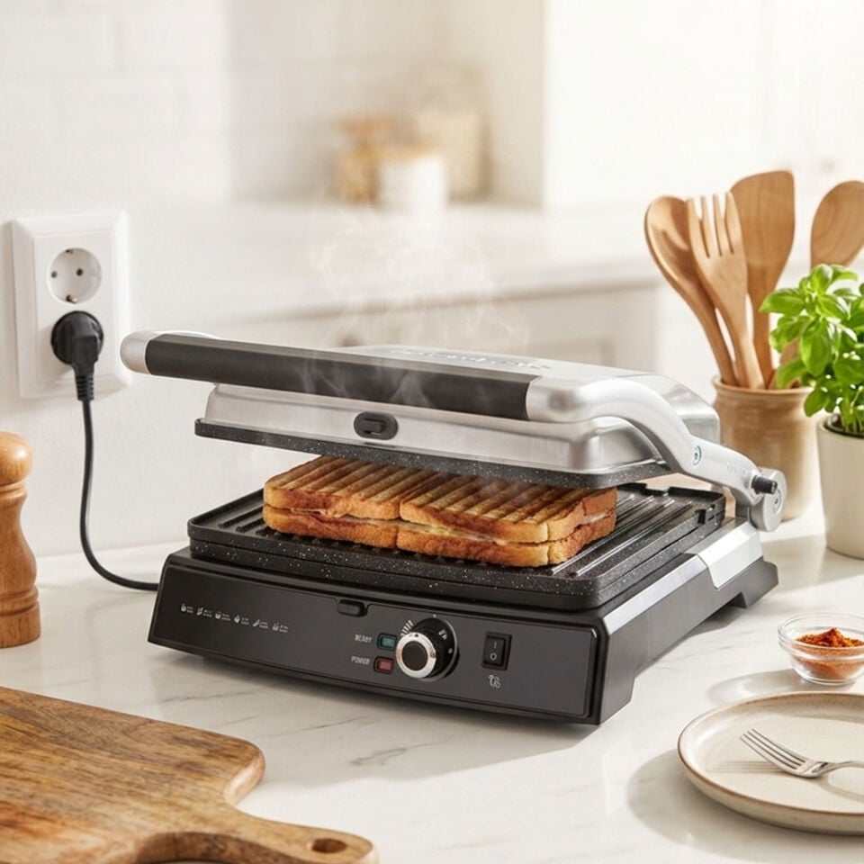 Bernardo Ruby 2000W 6 Dilim Kapasiteli Çıkarılabilir Plakalı Izgara ve Tost Makinesi Inox